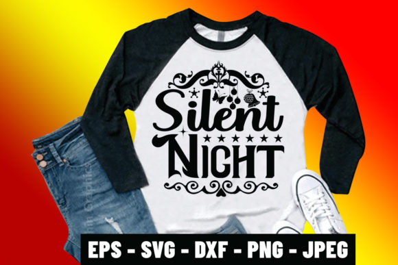 Christmas SVG Quote Silent Night Design for Print Templates and Graphics