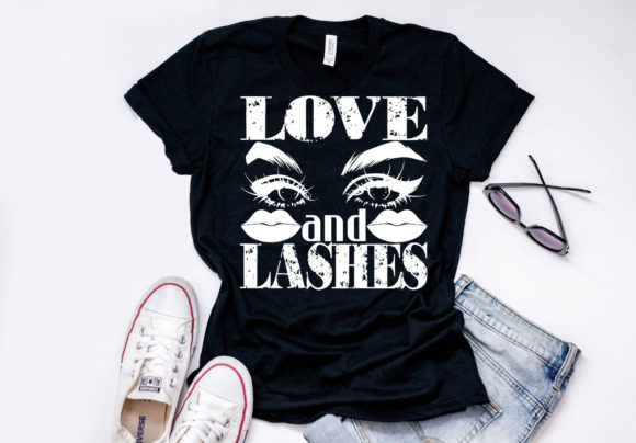 Makeup Quote Design Love and Lashes Graphics for T-Shirt Designs
